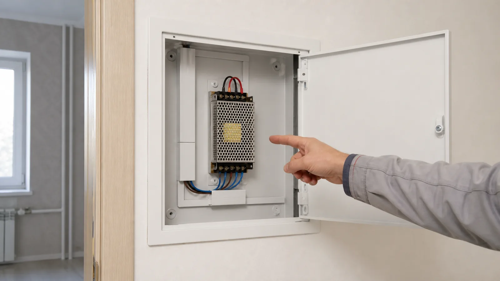 Доступный блок питания LED-подсветки в техническом шкафу