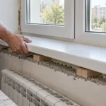 Как установить подоконник ПВХ на опорные колодки