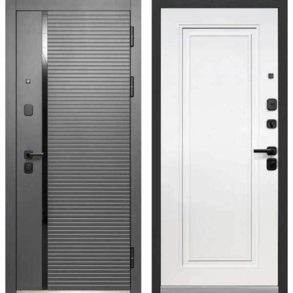 Дверь Luxor Горизонталь Нео Сатин графит - Эмалит белый