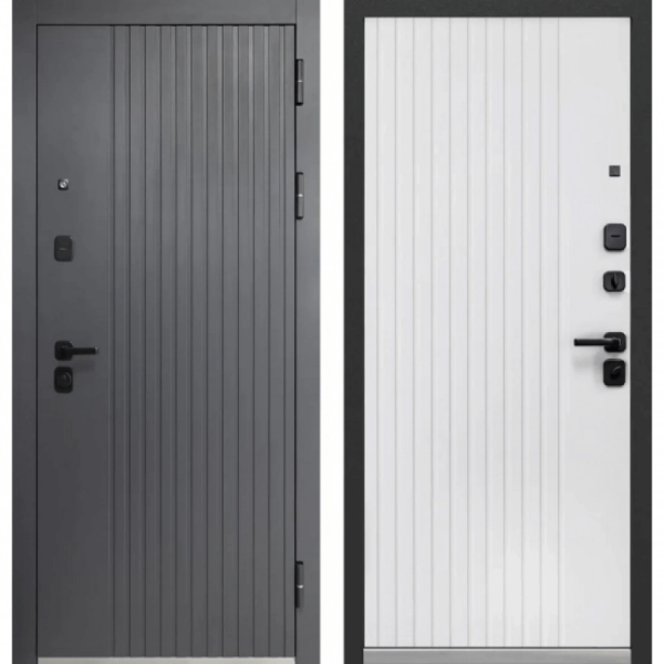 Дверь Luxor Вертикаль Сатин графит - Эмалит белый