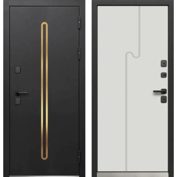 Дверь Luxor Termo 10 Черная шагрень - Эмалит белый