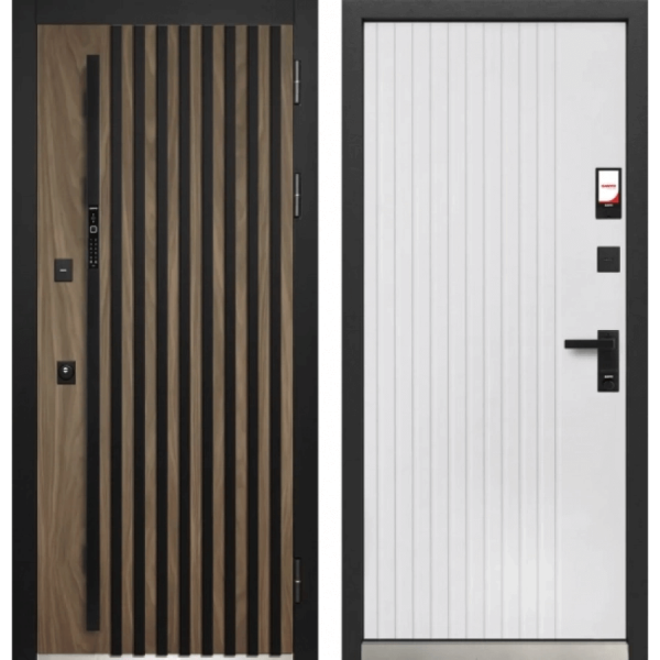 Дверь Luxor Smart 3D Рейка Орех американский мокко - Эмалит белый