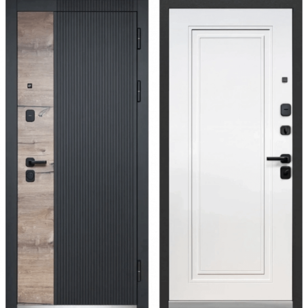 Дверь Luxor Дуб Вертикаль Нео Сатин черный - Эмалит белый