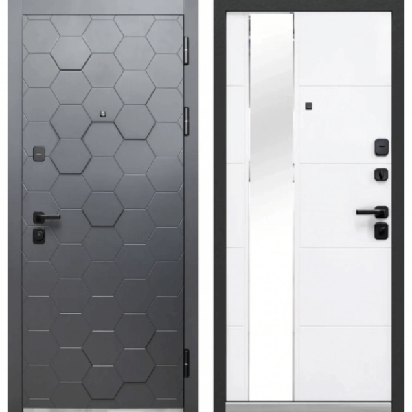Дверь Luxor 3D Сатин графит - Белый снег софт