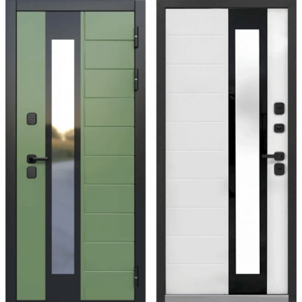 Дверь Luxor Termo 5 Эмаль зеленая - Эмалит белый