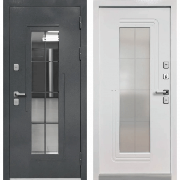 Дверь Luxor Termo 7 Букле графит - Эмалит белый