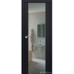 Двери в ванную и туалет Profildoors Серия U модерн, модель 8U, Чёрный, зеркальный триплекс 