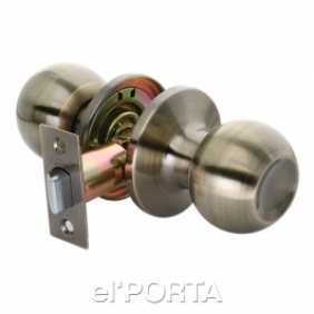 Дверная ручка-шар HK-01 AB, комплект с механизмом без фиксатора, цвет - античная бронза