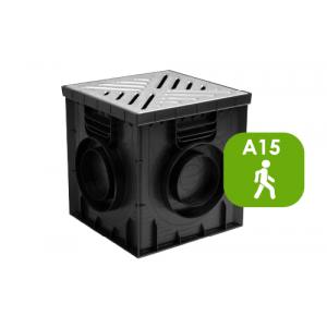 Дождеприемник Ecoteck L пластиковый 300х300 в сборе с решеткой стальной, кл. А15 (черный)