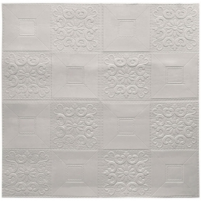ПВХ Самоклеющаяся вспененная Grace Белая плитка с узорами (700х700)