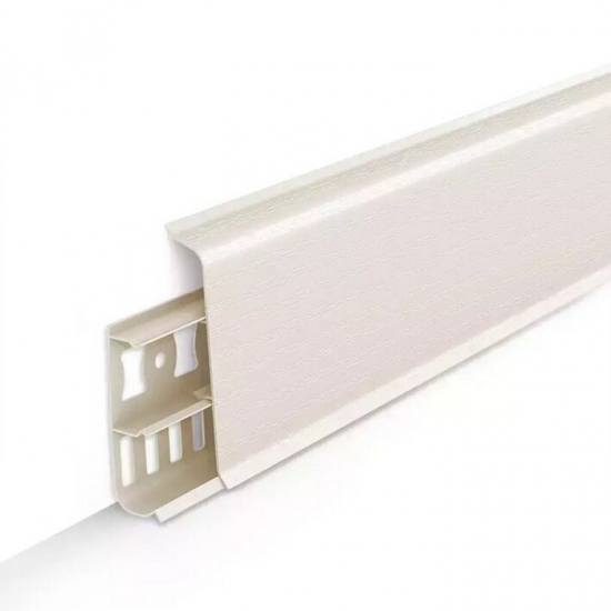 Напольный плинтус из ПВХ Ideal Deconika высота 100 мм Кремово-белый 033