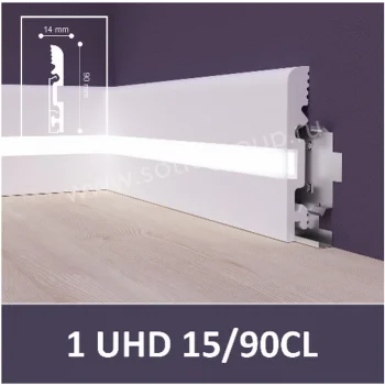Напольный плинтус полимер Solid 1 UHD 15/90CL полимер с подсветкой 