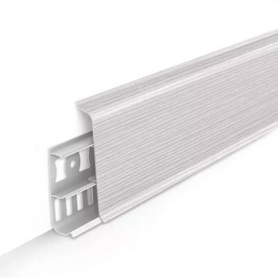 Напольный плинтус из ПВХ Ideal Deconika высота 100 мм Ясень бьянко 255