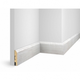 Напольный плинтус Экошпон дуб Эффект светло-серый WP07