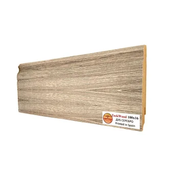 Напольный плинтус МДФ Teckwood Дуб серебро 100