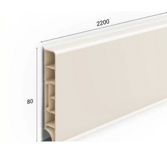 Напольный плинтус из ПВХ Ideal Дюра высота 80 мм Прямоугольный Кремово-белый 033