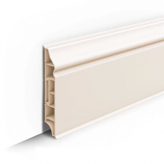 Напольный плинтус из ПВХ Ideal Дюра высота 80 мм Фигурный Кремово-белый 033