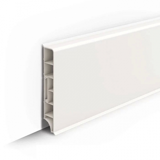 Напольный плинтус из ПВХ Ideal Дюра высота 80 мм Прямоугольный Молочно-белый 037